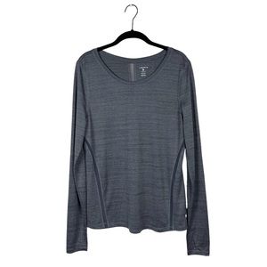 Layer 8 Quick-Dry Gray Round Neck Long Sleeve Mesh Detail Size M
